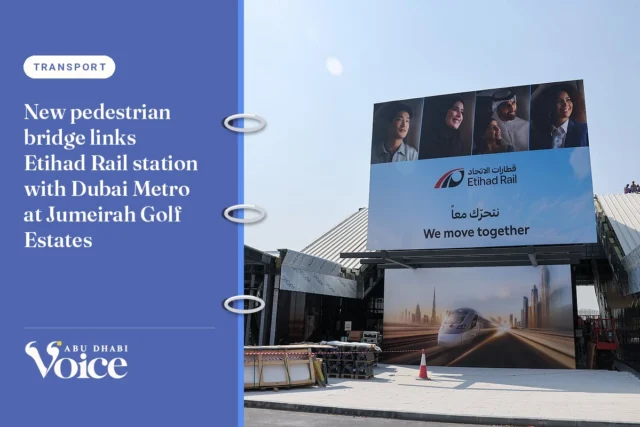 New pedestrian bridge links Etihad Rail station with Dubai Metro at Jumeirah Golf Estates
