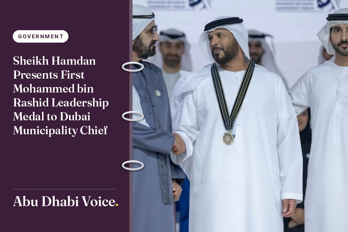 Sheikh Hamdan Presents First Mohammed bin Rashid Leadership Medal to Dubai Municipality Chief