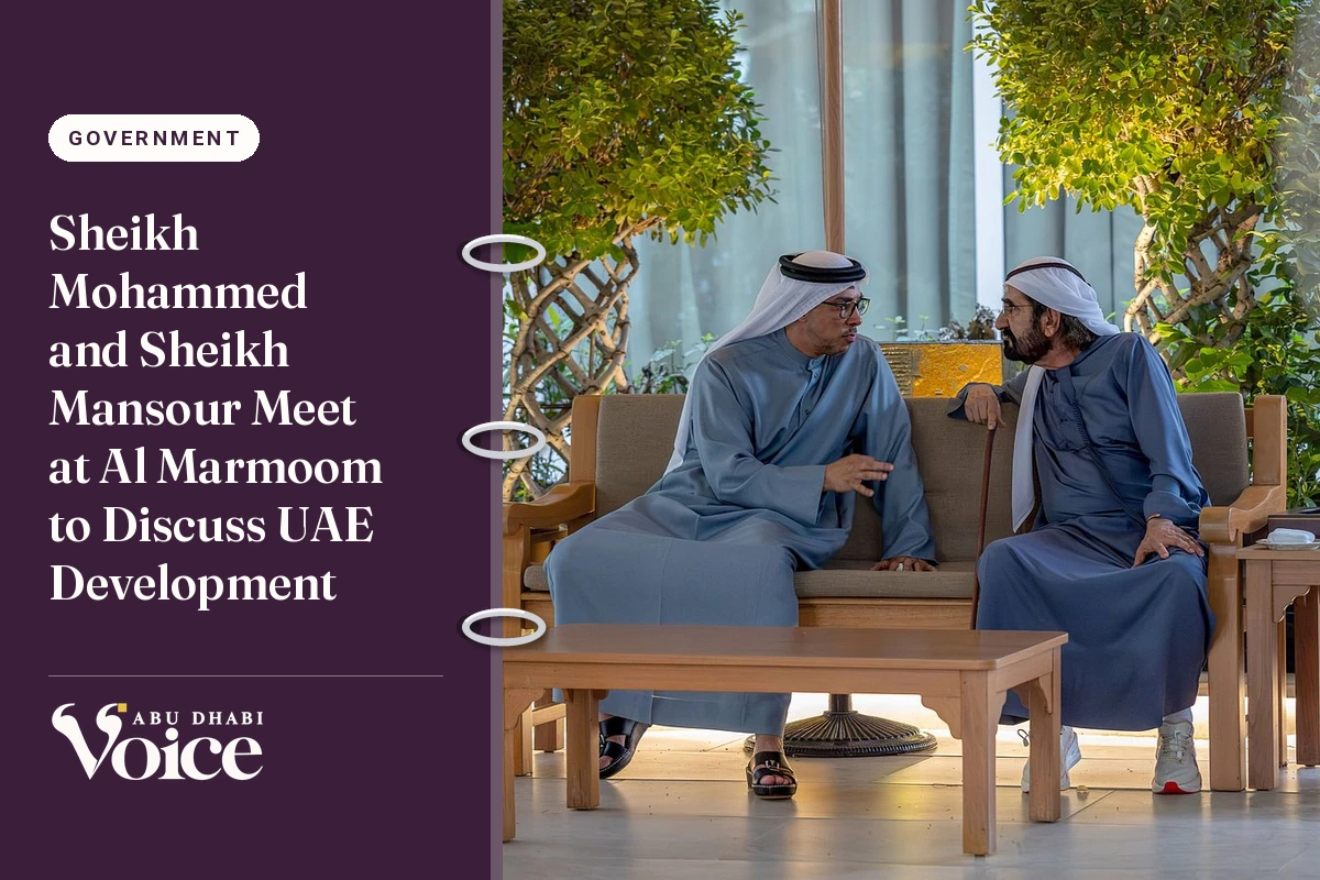 Sheikh Mohammed and Sheikh Mansour Meet at Al Marmoom to Discuss UAE Development